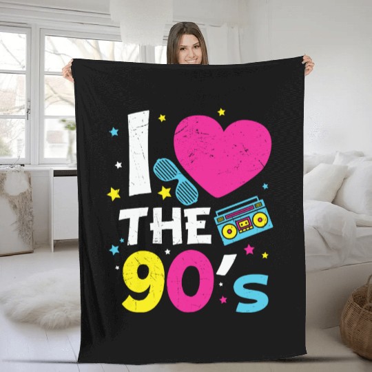 I Love the 90s Radio Cassette Tape Nostalgia Gifts Fleece Blankets