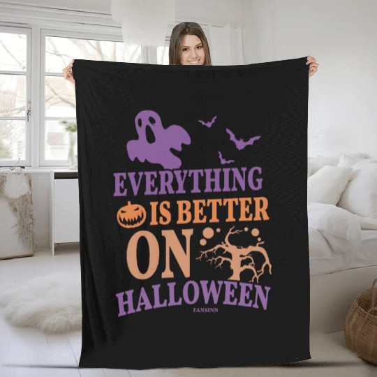 Everything is better on Halloween Fleece Blankets