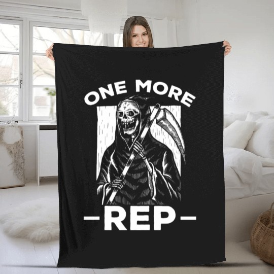 Grim Reaper Humor Weightlifting Gym Lover Fleece Blankets