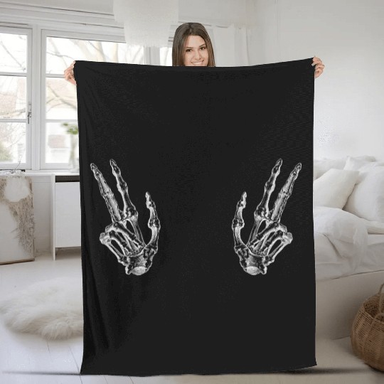 Skeleton Hand Fleece Blankets