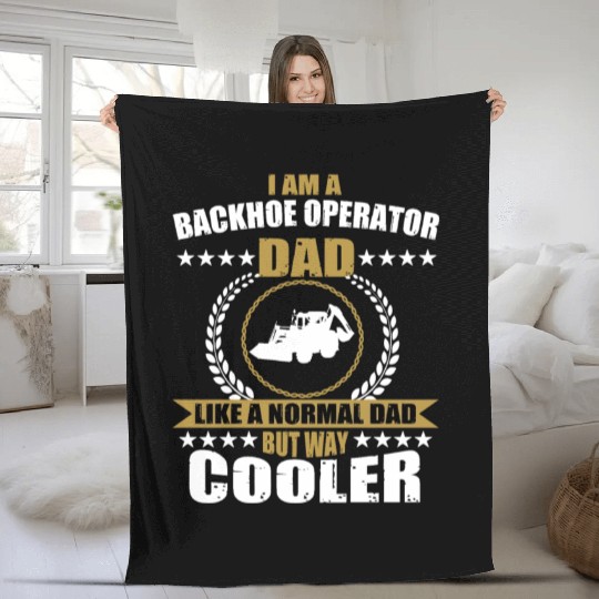 Funny Backhoe Operator Dad Apparel For Men Fleece Blankets