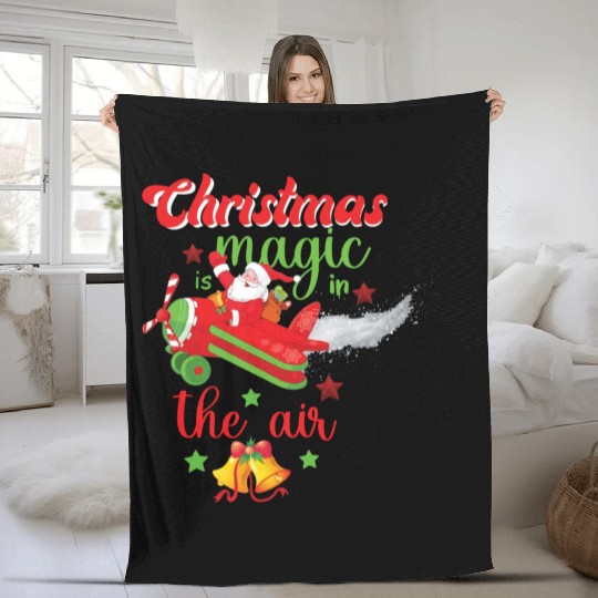 Christmas is Magic in the Air Santa Claus Fleece Blankets