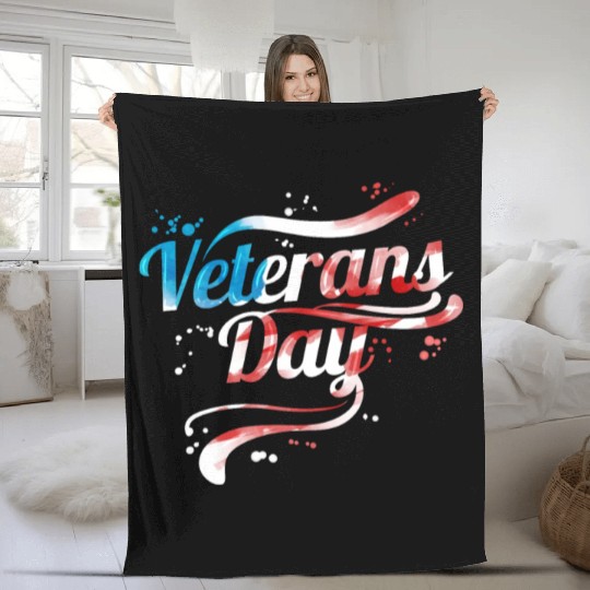 US Flag Colored Logo For Veterans Day Fleece Blankets