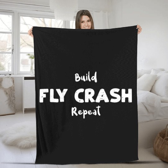 Build Fly Crash Repeat - RC Plane Fleece Blankets