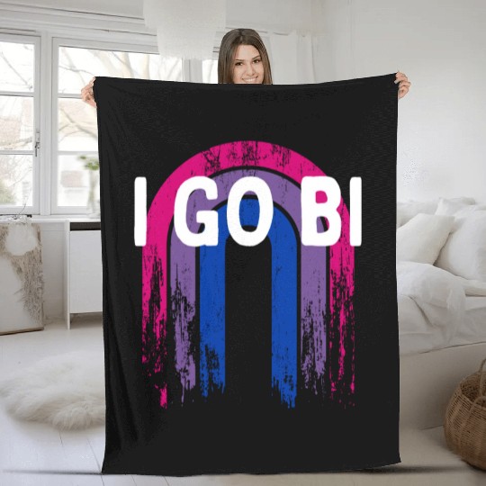I Go Bi Bisexual LGBTQ Bi Pride LGBT Sayings Fleece Blankets