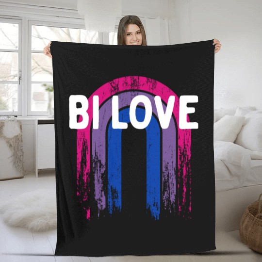 Bi Love Bisexual Couples Bi Pride Lovers LGBTQ Fleece Blankets