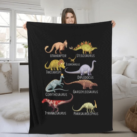 Types of Dinosaurs Boys Dino Lover Fleece Blankets