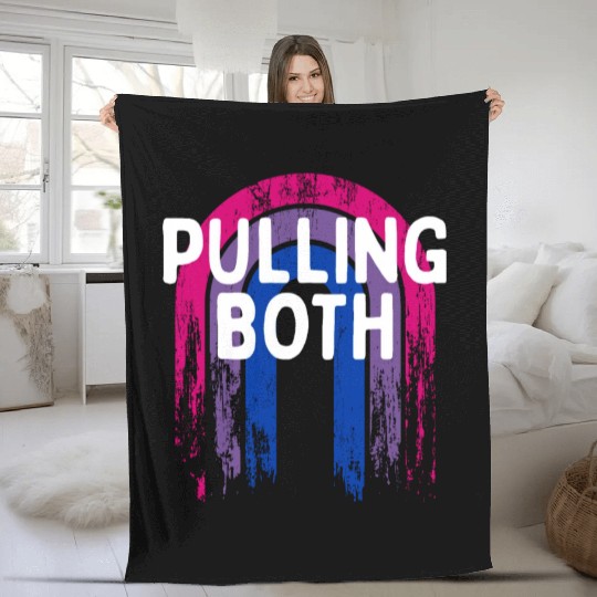 Pulling Both Bisexual LGBTQ Bi Pride Couples Funny Fleece Blankets