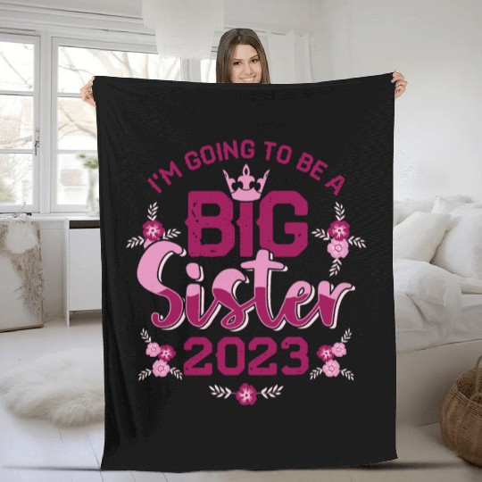 Big Sis 2023 - Big Sister Baby Family Birth Girl Fleece Blankets