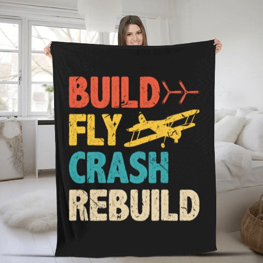 Build Fly Crash RC Plane Pilot Model Airplane Fleece Blankets