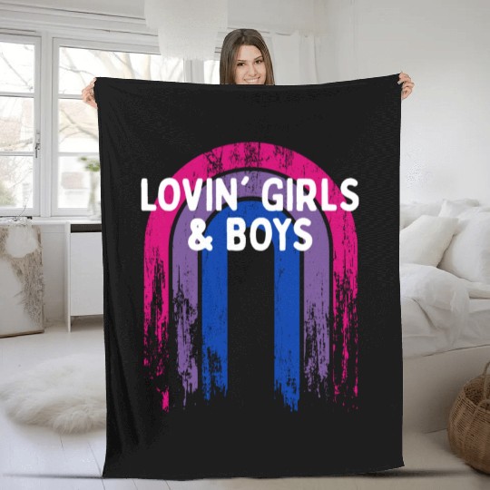 Lovin' Girls & Boys Bisexual LGBTQ Bi Pride Fleece Blankets