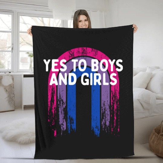 Yes to Boys and Girls Bisexual LGBTQ Bi Pride Fleece Blankets
