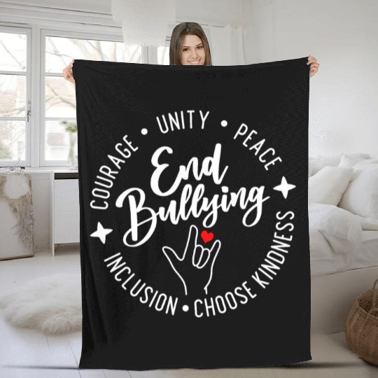 End Bullying. Choose Kindness. Unity. Peace. Fleece Blankets