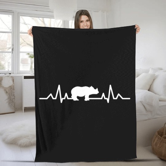 Rhinoceros Africa Animal Gift Heartbeat Rhino Fleece Blankets