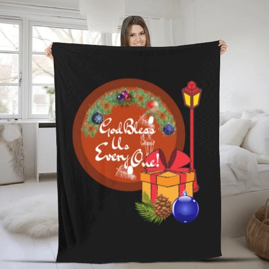 Cute A Christmas Carol God Bless Us Everyone Lamp Fleece Blankets