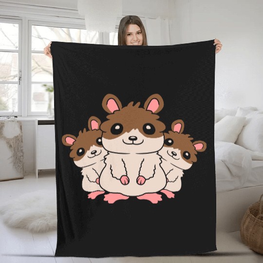 mom hamster kids crew Fleece Blankets