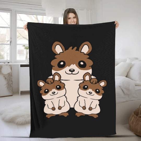 Happy hamster family kids Fleece Blankets