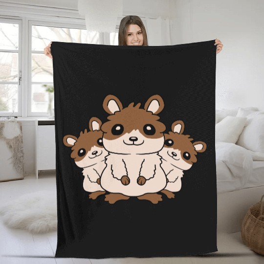 Crew hamster family kids Fleece Blankets