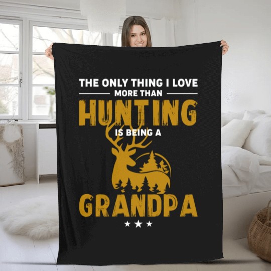 I Love Deer Hunting Gifts for Hunter Grandpa Dad Fleece Blankets