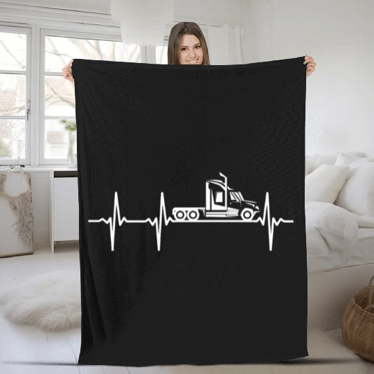 Truck Driver Heartbeat Truck Trucker Heartbeat Fleece Blankets