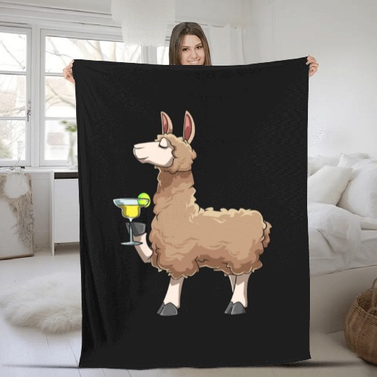 Funny Alpaca Drinks Cocktail for a Alpaca lover Fleece Blankets