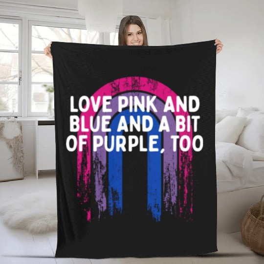 Pink Blue and a Bit of Purple Bisexual LGBTQ Bi Fleece Blankets