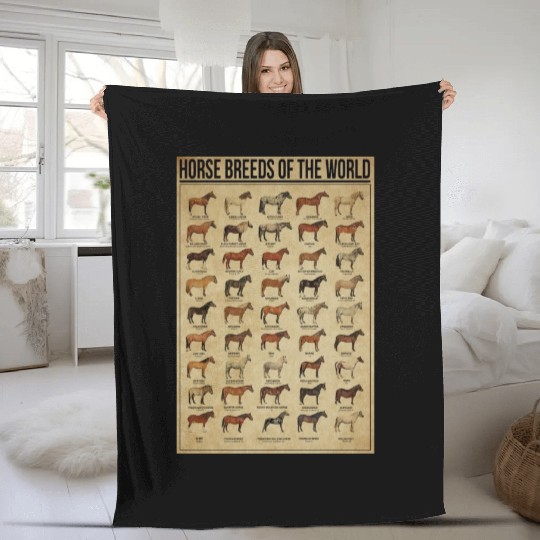 Horse breeds of the world Poster, Horse Poster Fleece Blankets
