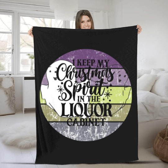 Funny Christmas Spirit Ghosts Sunset Fleece Blankets