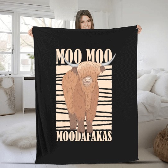 Moo Moo Moodafakas Cow Farmer Lover Animal Farmer Fleece Blankets
