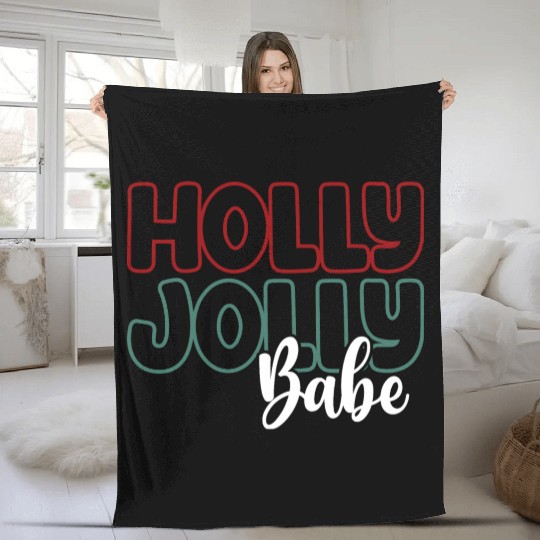Holly jolly babe Fleece Blankets