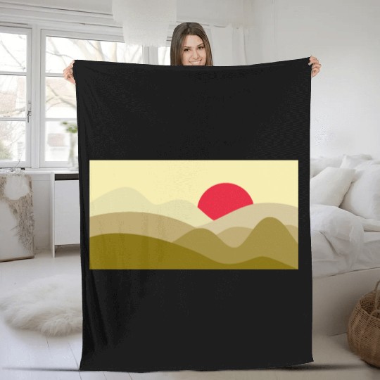 Minimalist Sun Dijon Yellow Fleece Blankets