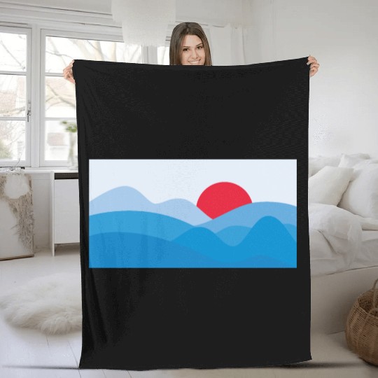 Minimalist Sun Blue Fleece Blankets