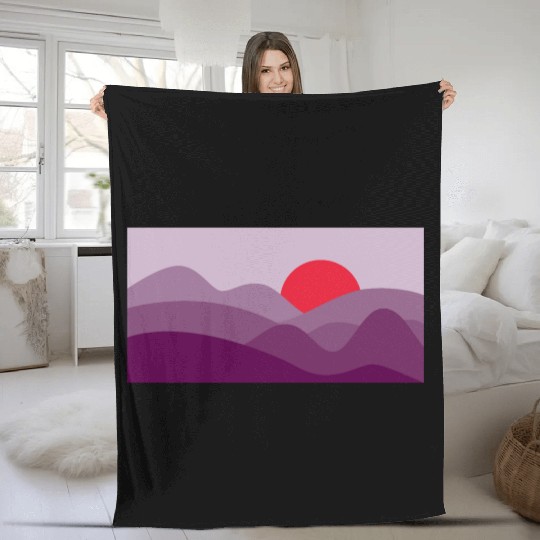 Minimalist Sun Dark Orchid Purple Fleece Blankets