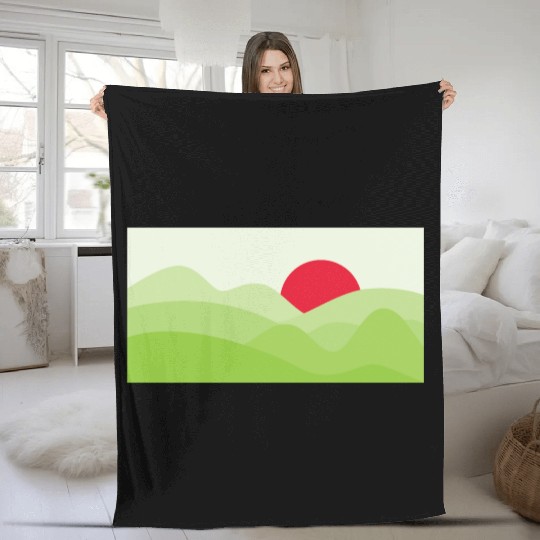 Minimalist Sun Light Green Fleece Blankets