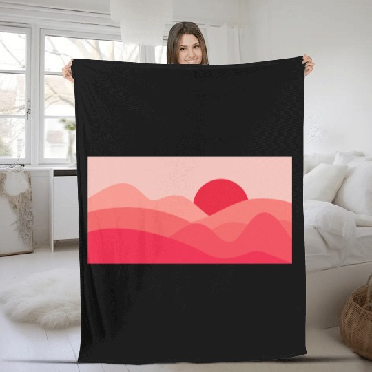 Minimalist Sun Rose Red Fleece Blankets