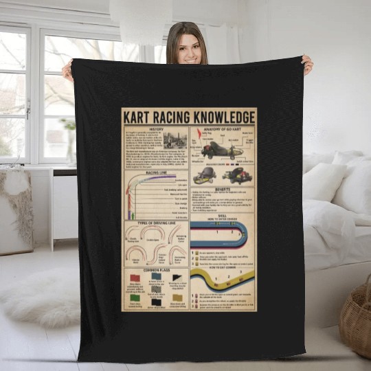 Kart Racing Knowledge Poster, Anatomy Of Go Kart Fleece Blankets