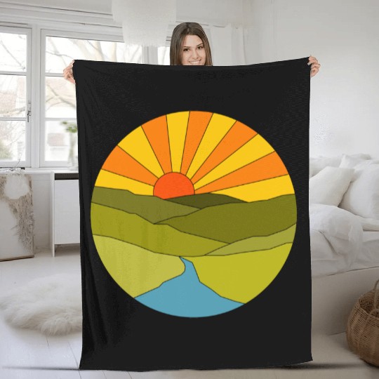 Sunrise geometrical Fleece Blankets