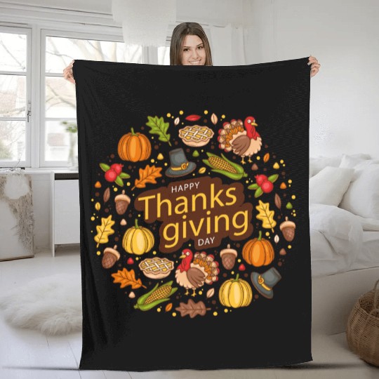 Feast Thanksgiving ,Food Feast ,Fall Thanksgiving Fleece Blankets