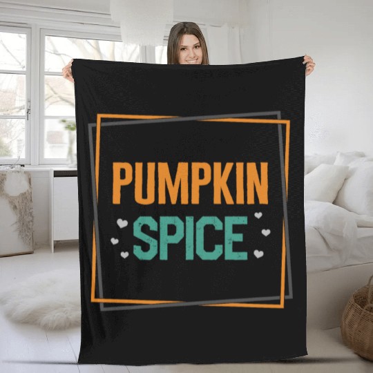 Halloween Theme Cute Pumpkin Spice Coffee Lover Fleece Blankets