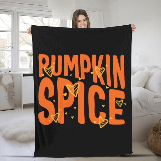 Halloween Theme Cute Pumpkin Spice Coffee Lover Fleece Blankets