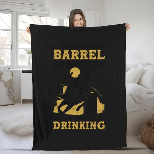 Barrel Racing Drink Beer Rodeo Equestrian Horse Fleece Blankets