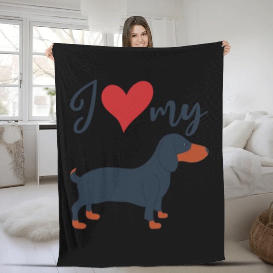 Dog Lovers I love my Dachshund Fleece Blankets