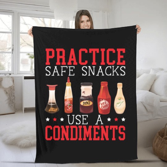 Practice Safe Snacks Use A Condiment Ketchup Fleece Blankets