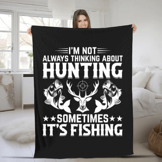 Deer Hunting Fish Fishing Trout Fishing Deer Hunte Fleece Blankets