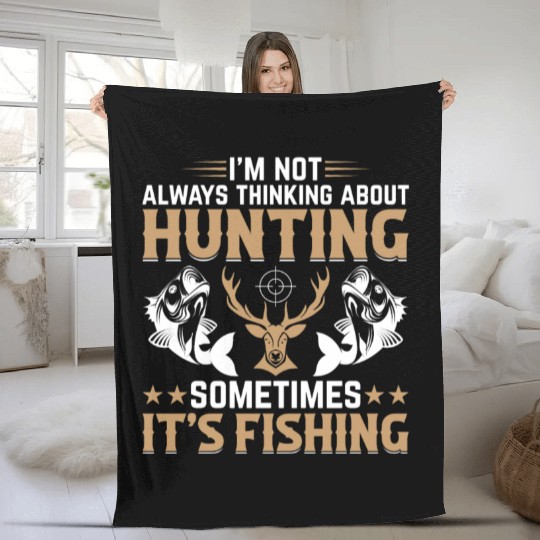 Fish Fishing Deer Hunting Trout Fishing - Deer Hun Fleece Blankets