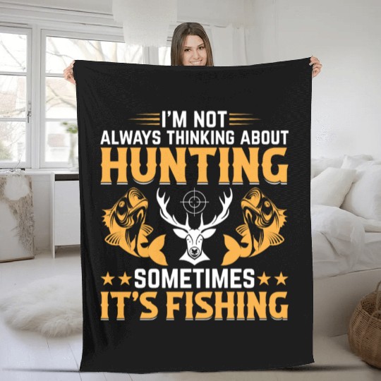 Deer Hunting Trout Fishing Fish Fishing - Deer Hun Fleece Blankets