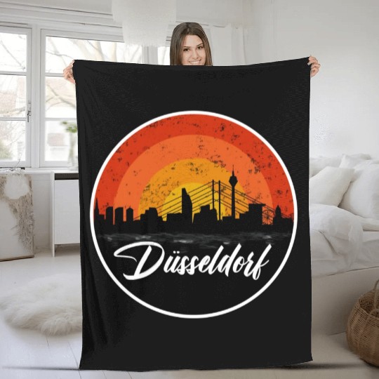 Düsseldorf Skyline Fleece Blankets