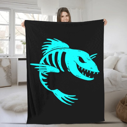 Fish Skeleton Fleece Blankets