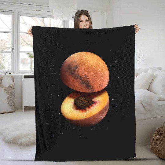 Funny Peach Mars Planet Fleece Blankets
