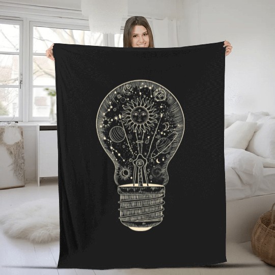 Astronomy Universe Planets Light Bulb Fleece Blankets